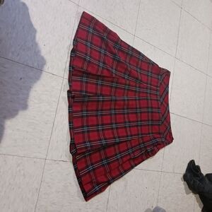 Vintage Schoolbelles Red Plaid Pleated Skirt – Classic School Uniform Style